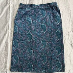D’Allaird’s Paisley Corduroy Midi Skirt | Teal Purple | Made in Canada | 12